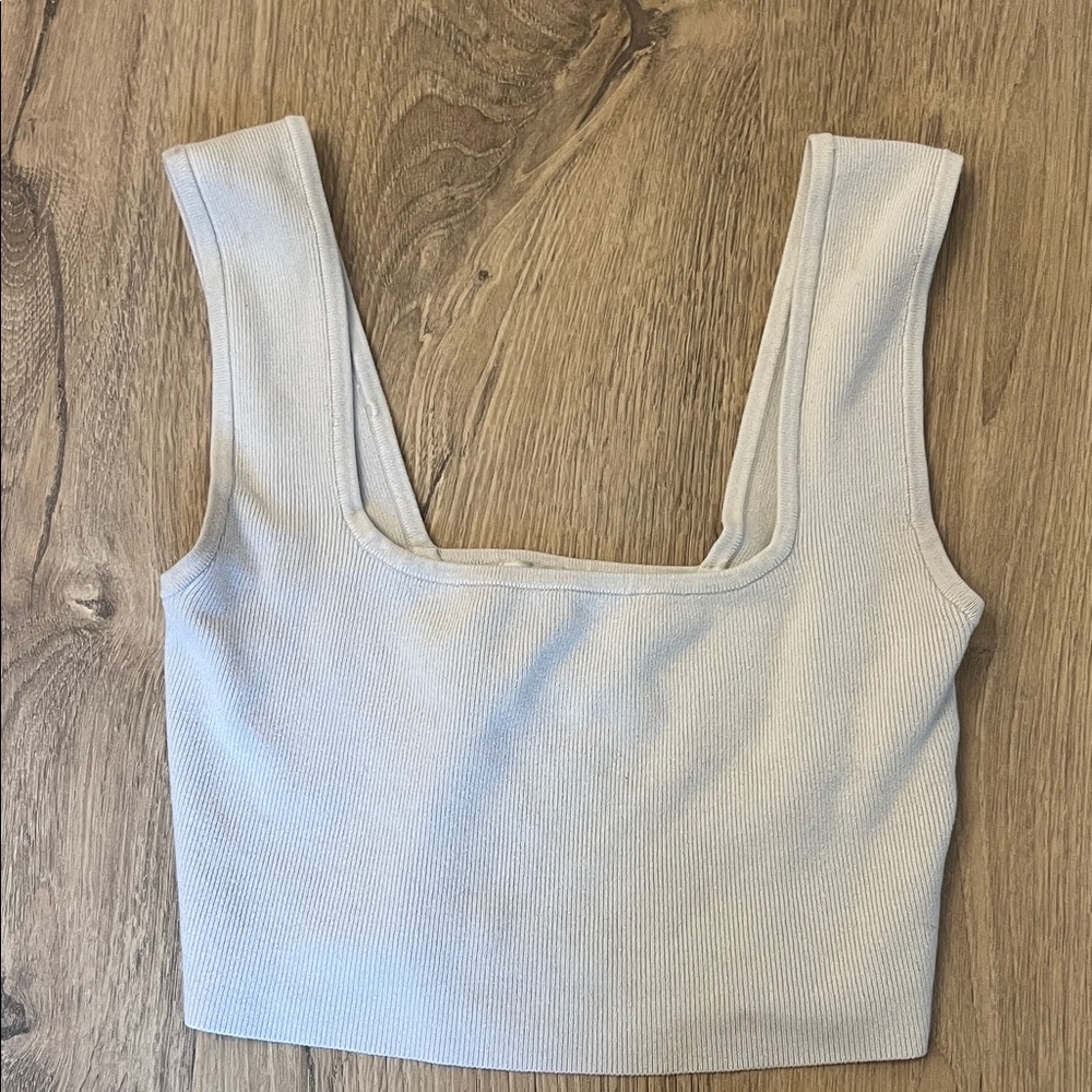 Grey ribbed sweater tank